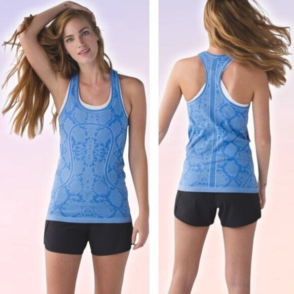 LULULEMON Swiftly Racerback Size 6 Ziggy Snake Blue - Picture 1 of 6
